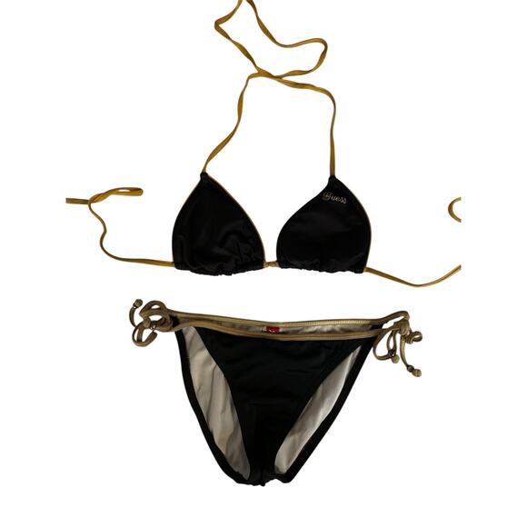 Guess Other - Guess Women's 2 Piece Black Preowned Bikini Top-Medium Bottom-Small